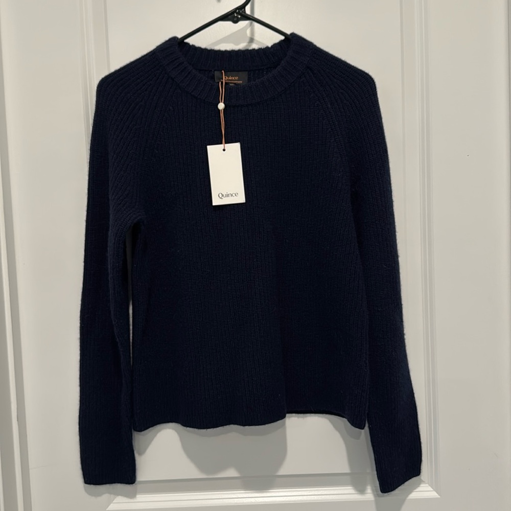 Quince Navy Blue Mongolian Cashmere Sweater, XS